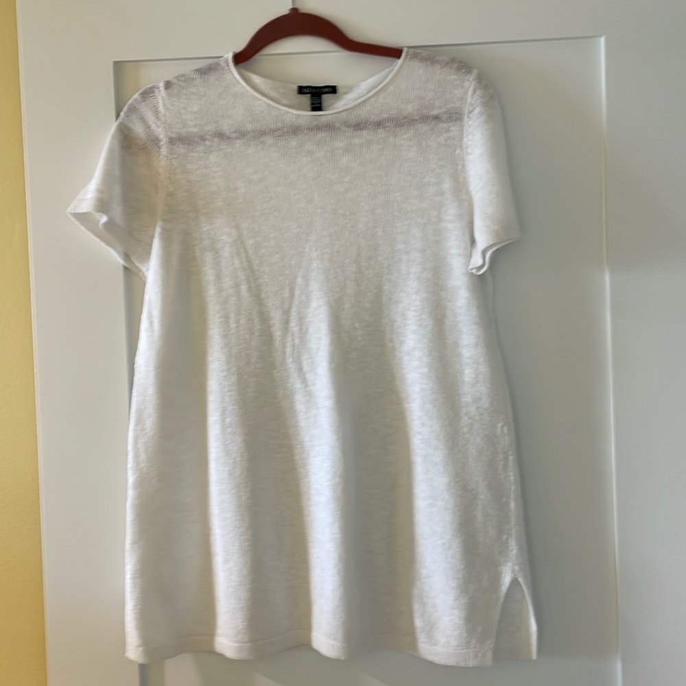 Eileen Fisher Snow White Linen Sweater - Tee